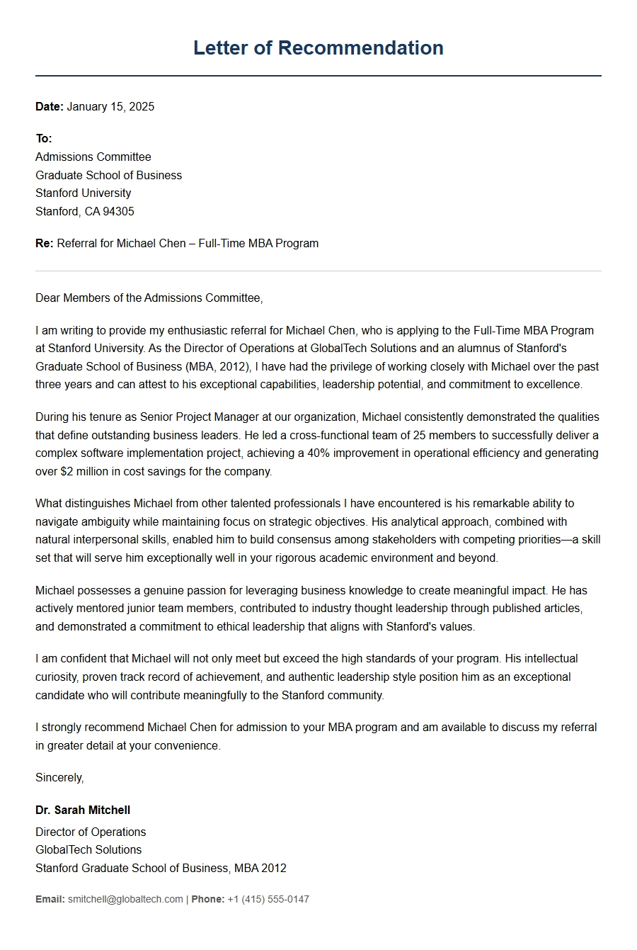 University Alumni Referral Email Cover Letter