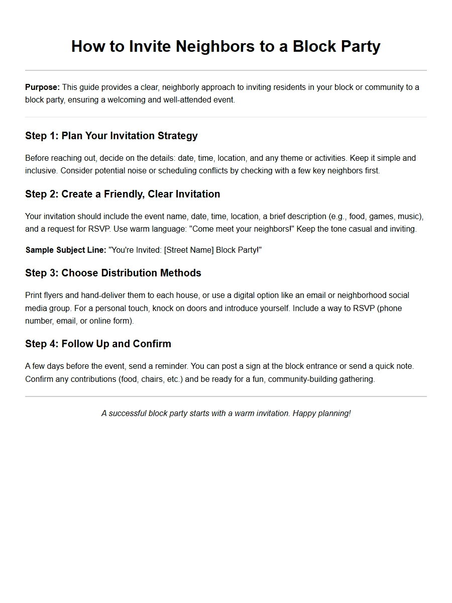 how to invite neighbors to block party - Invitation Letters