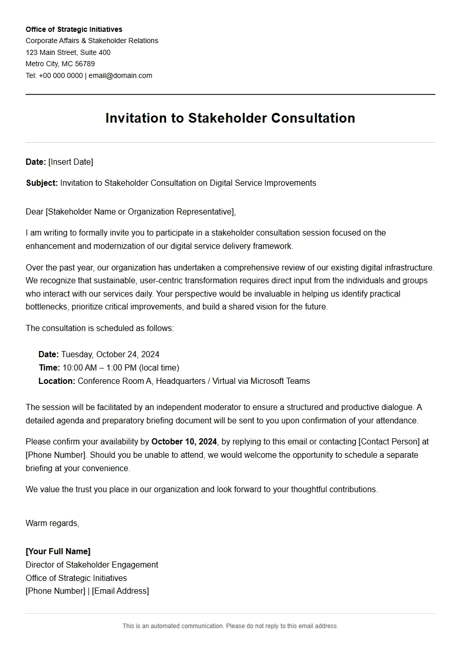 Stakeholder Consultation Invitation Letter
