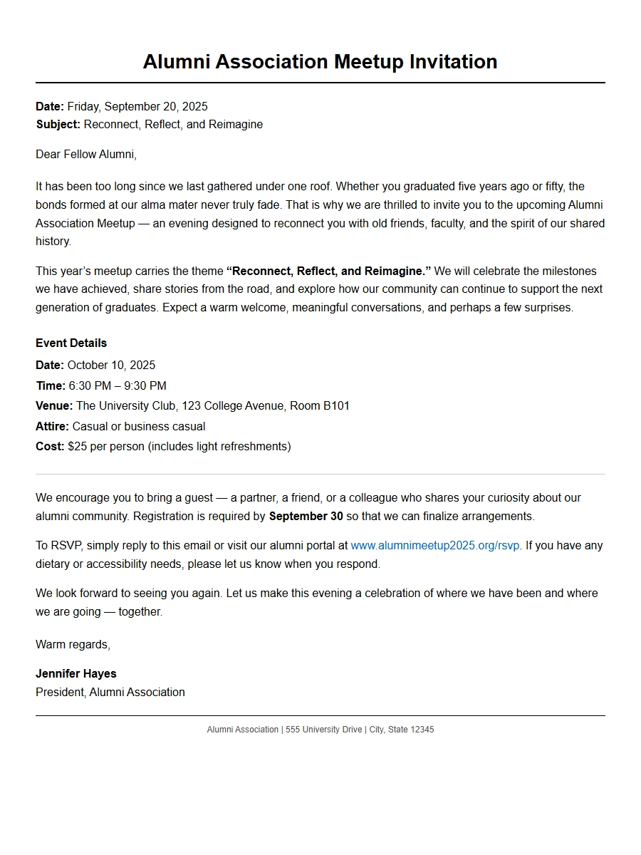 Alumni Association Meetup Invitation