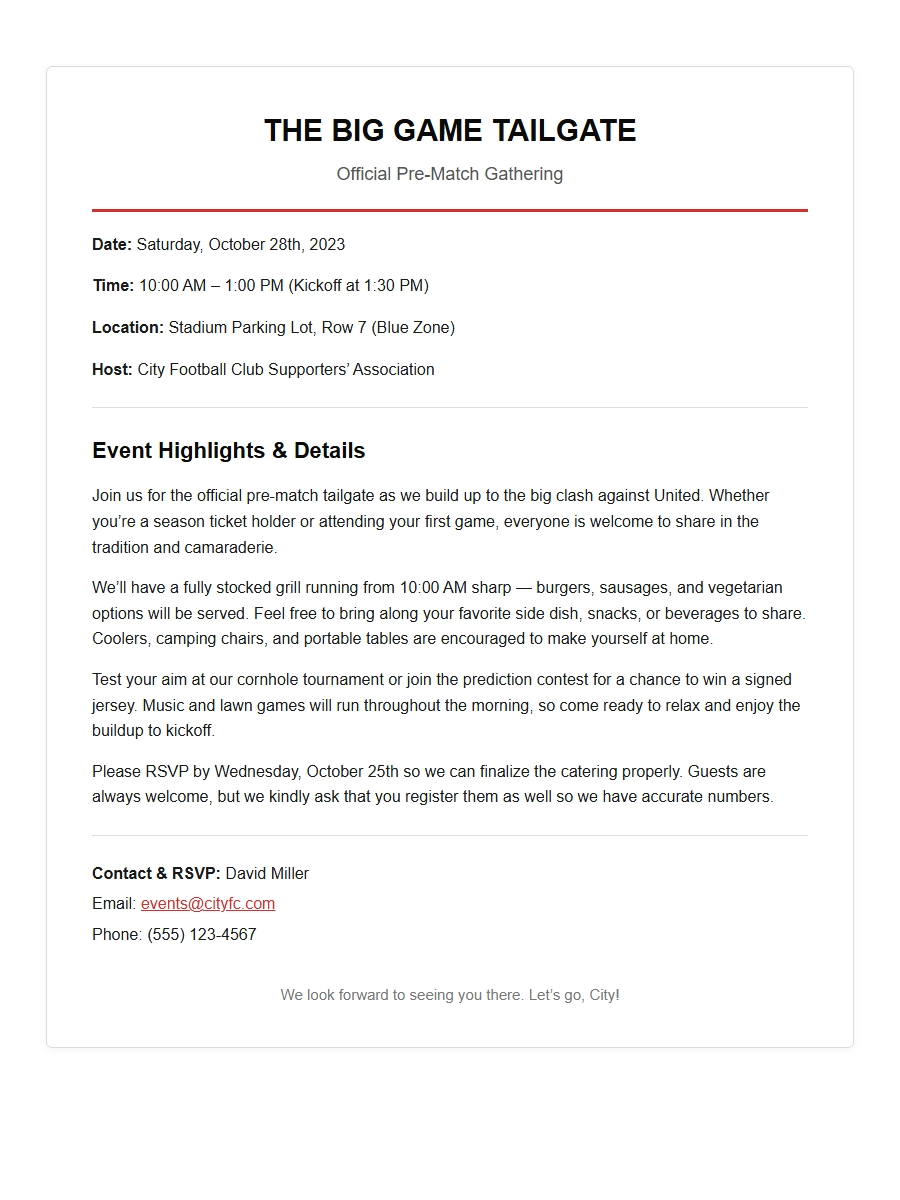 Tasty Tailgate Invitation: Sample Wording Ideas for Game Day