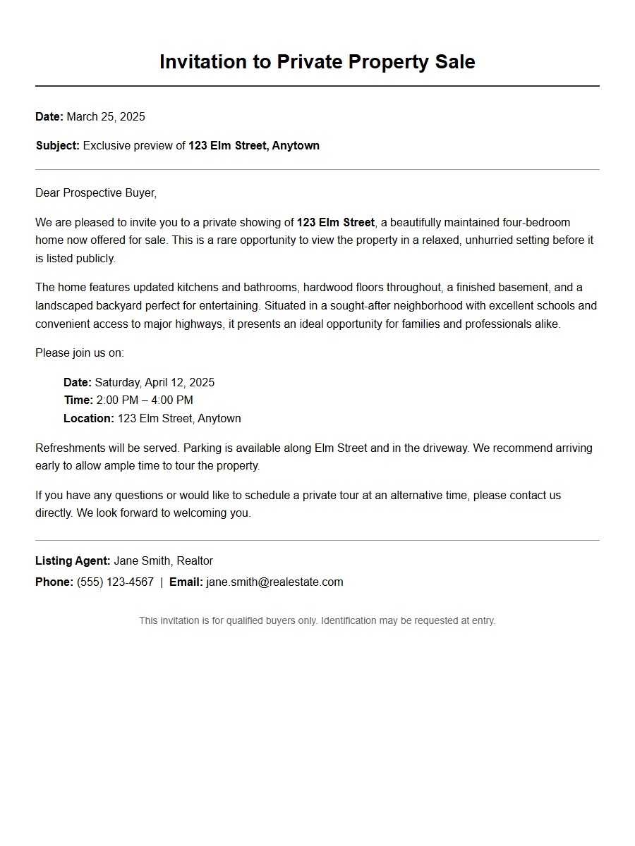 Sample Wording for Property Sale Invitations