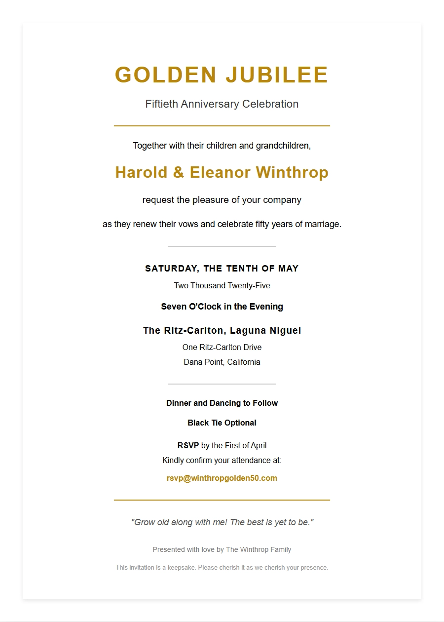 th Anniversary Invitation Wording Ideas