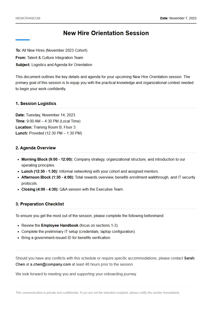 New Hire Orientation Invitation Wording Guide