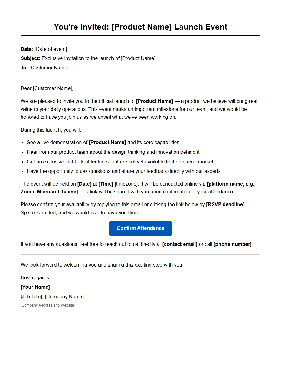 Perfect Wording for Product Launch Customer Invites