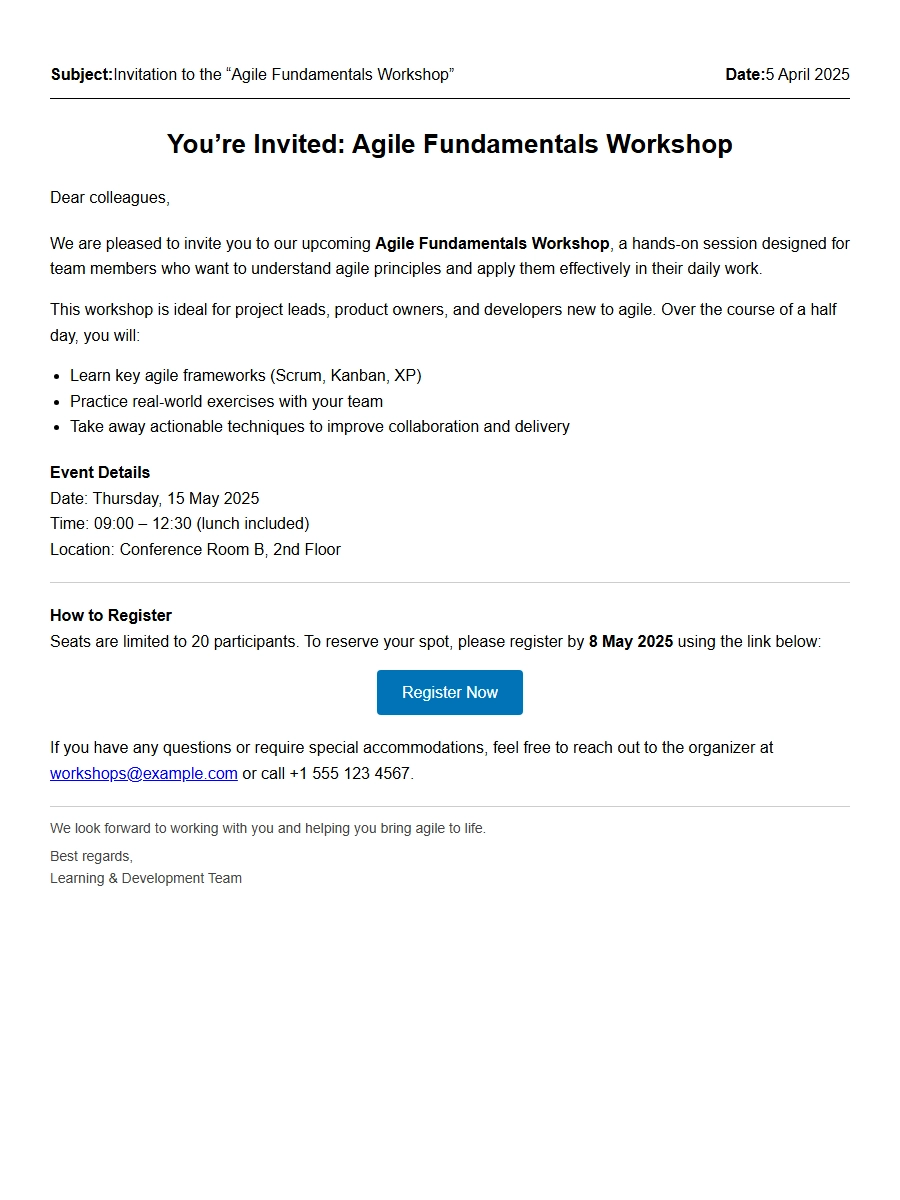 Perfect Wording for Workshop Registration Invites