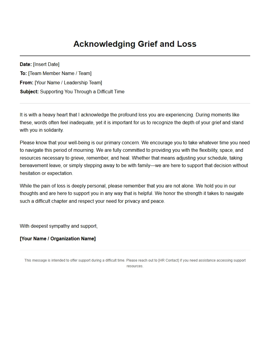 Acknowledging Grief During Difficult Times: Example Letter