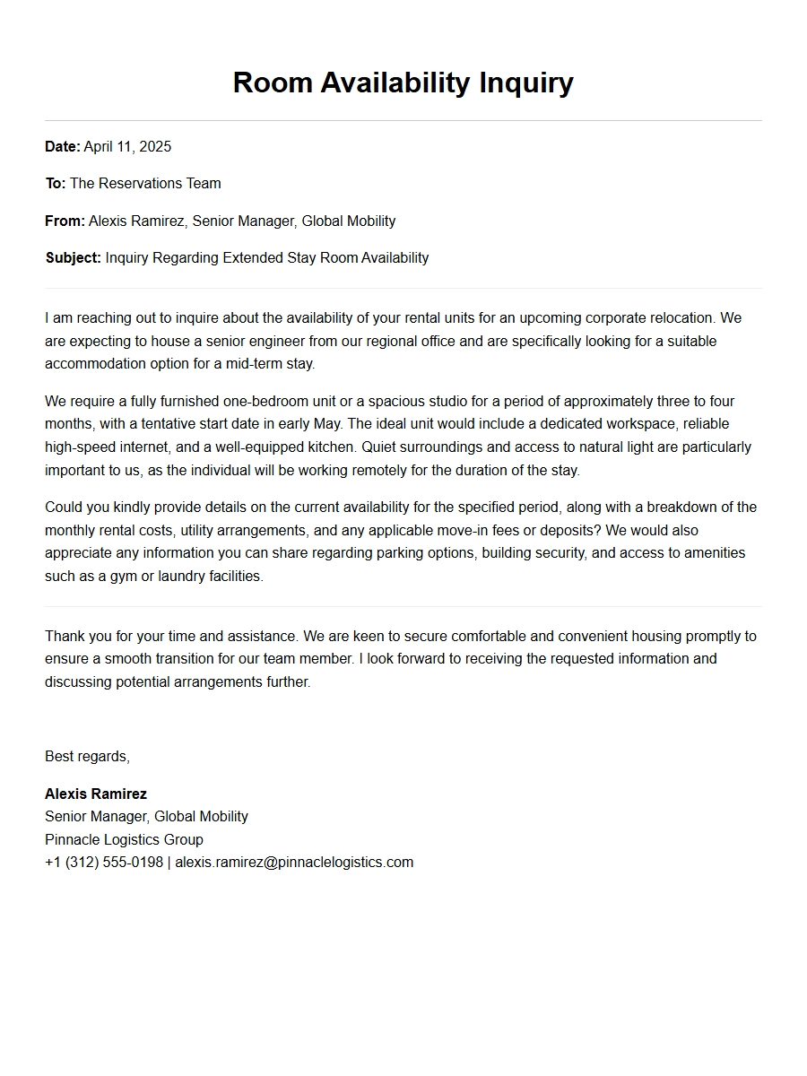 Inquiry About Room Rental Availability