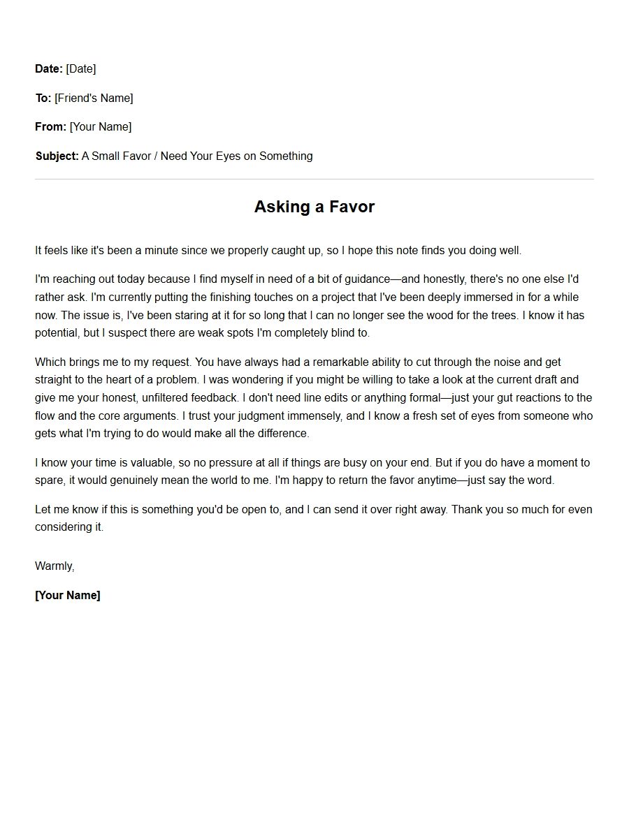 Asking a Close Friend for a Favor: Letter Guide