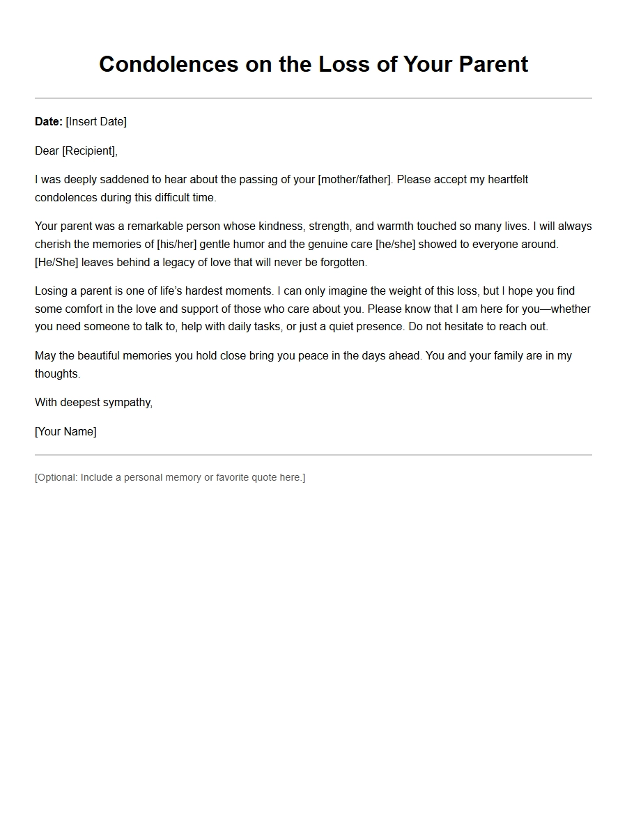Condolence Message for Loss of Parent: Free Sample