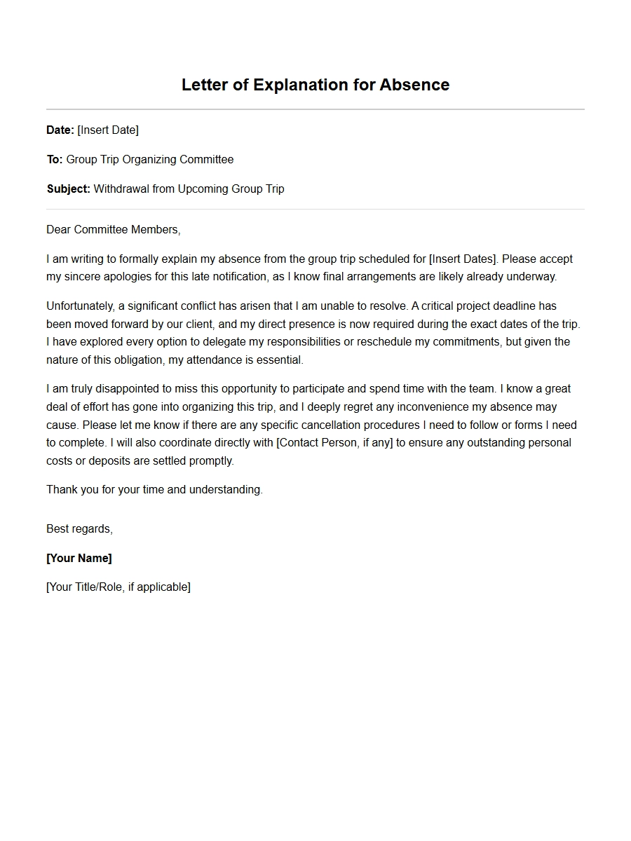 How to Write a Letter Explaining Absence From a Group Trip