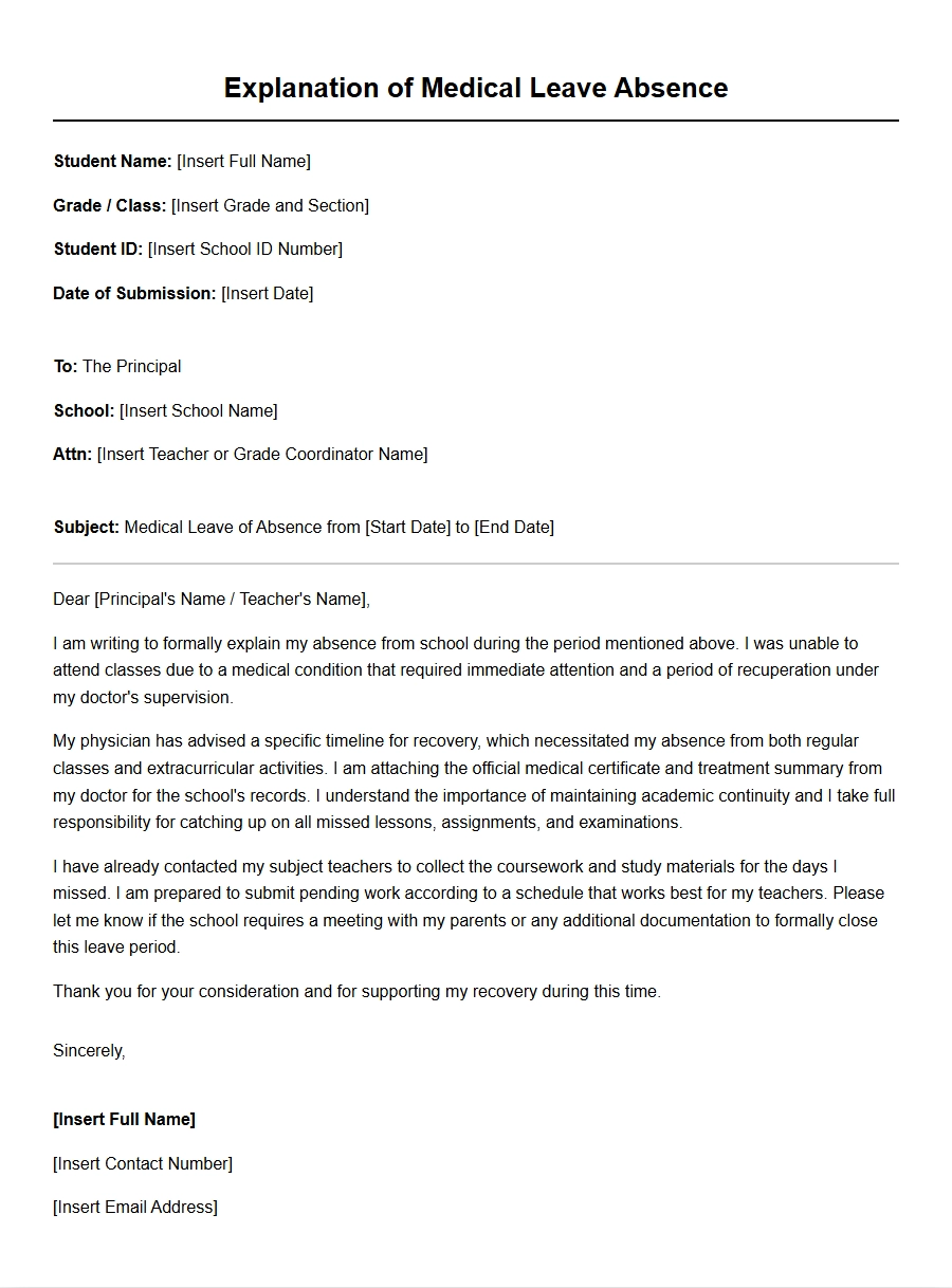 explaining medical leave absence to school - Personal Letters
