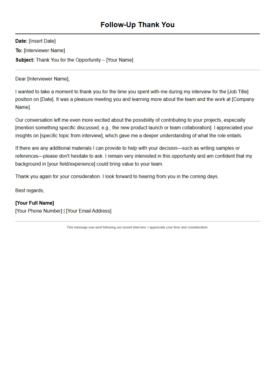 Personal Follow-Up Email After a Job Interview