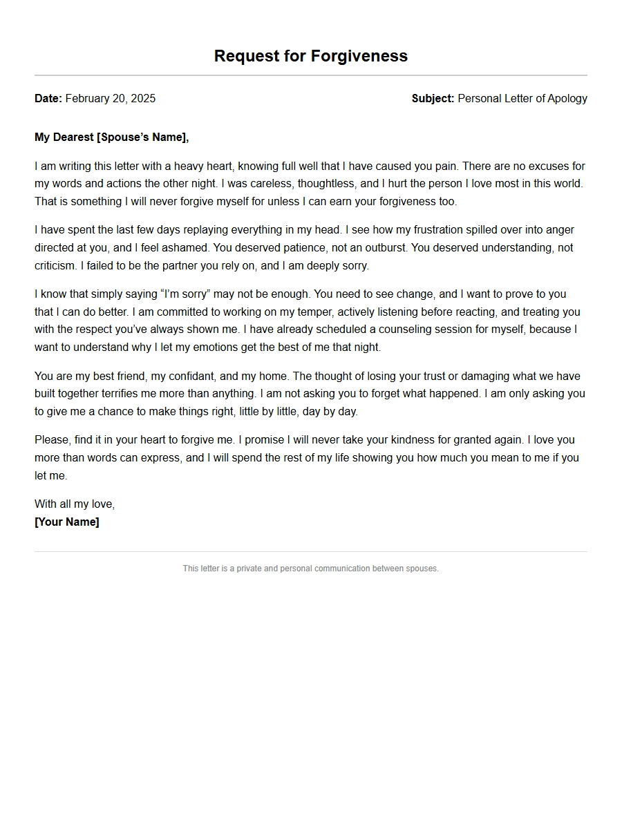 A Sample Forgiveness Letter to Your Spouse