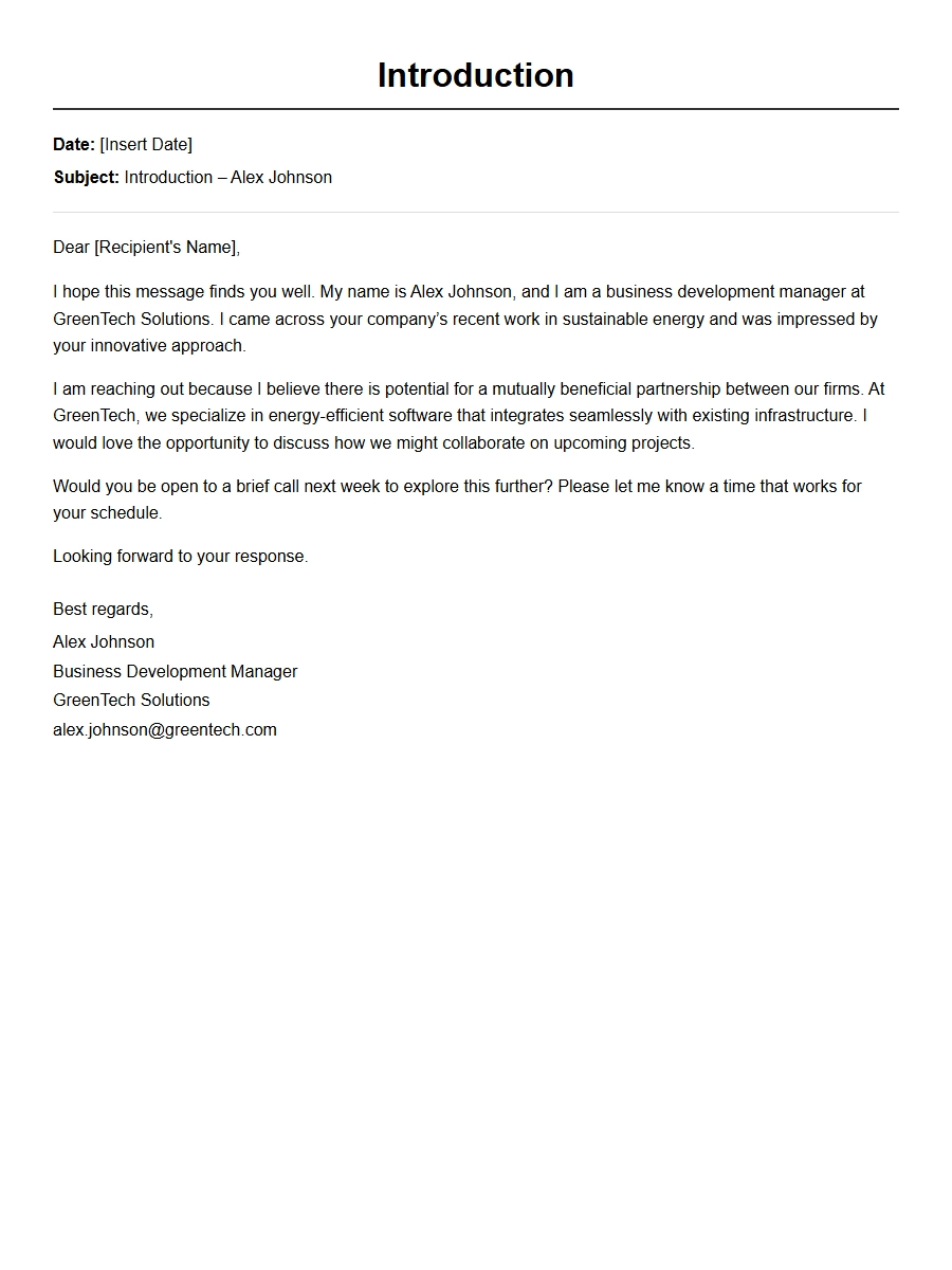 Sample Introduction Letter to a New Business Contact