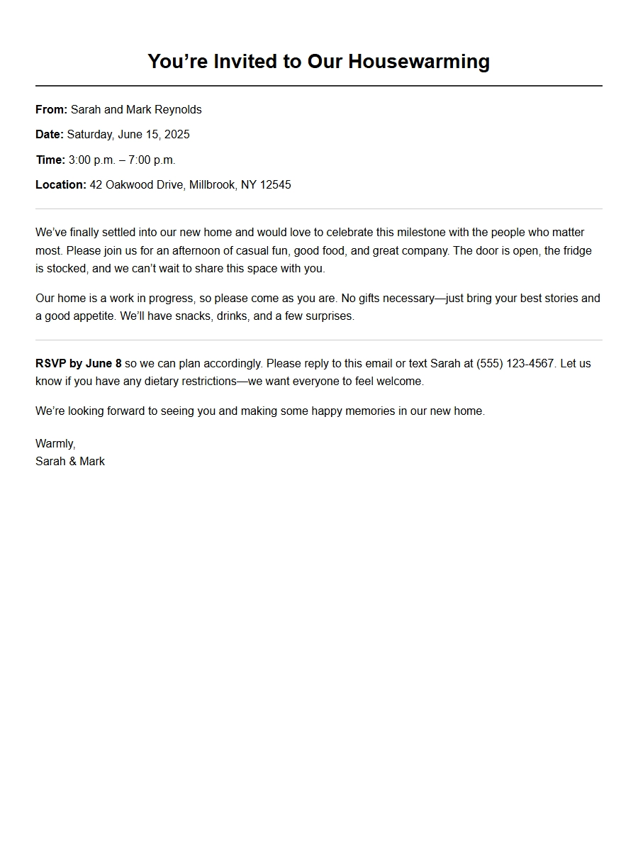 Housewarming Party Invitation Message Examples