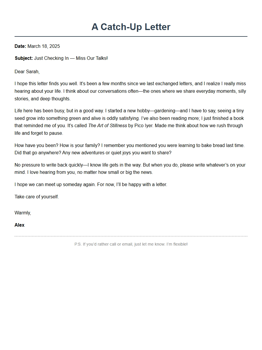 Pen Pal Letter Example: Keeping in Touch