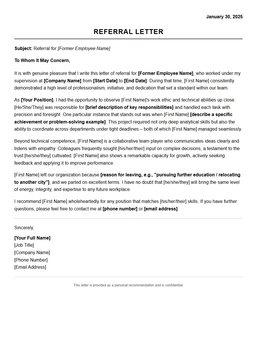 Requesting a Referral Letter from a Former Employer