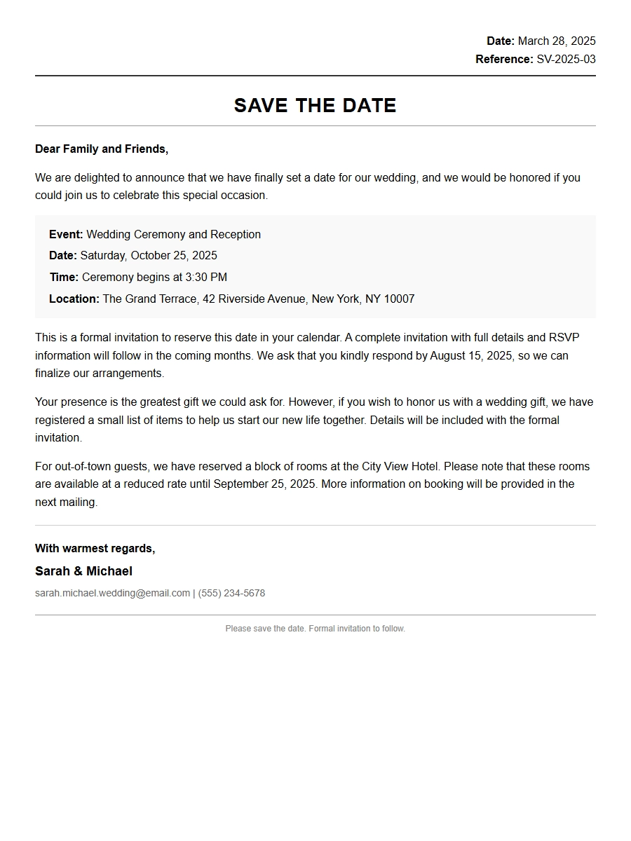 Sending Save the Date Info in a Letter