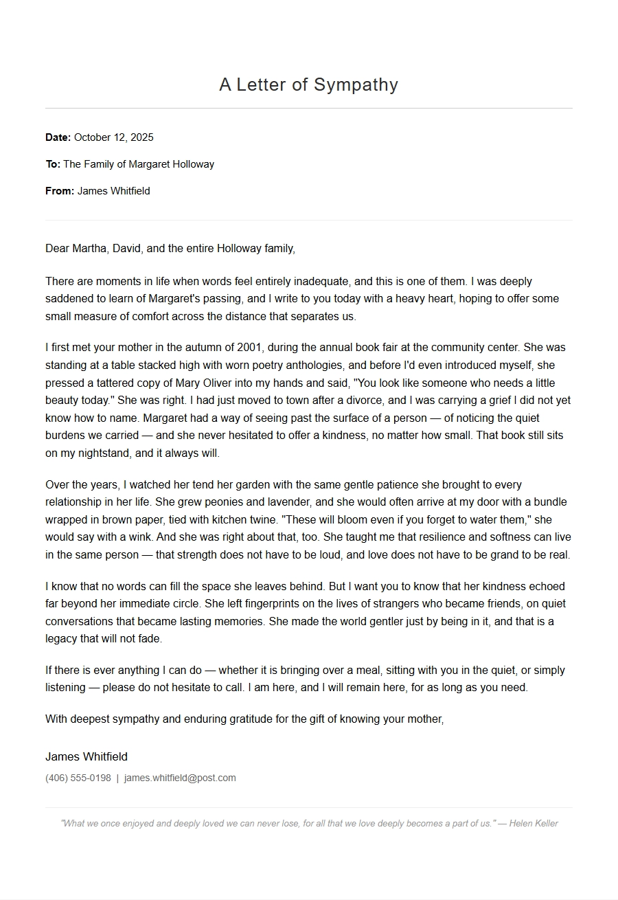 Extending a Sympathy Card into a Letter