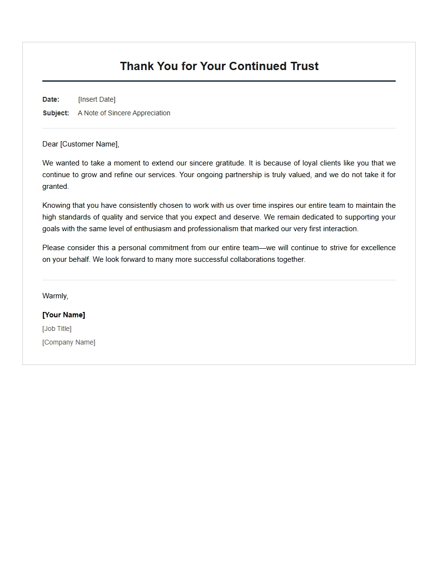 Thank You Letter for Repeat Business