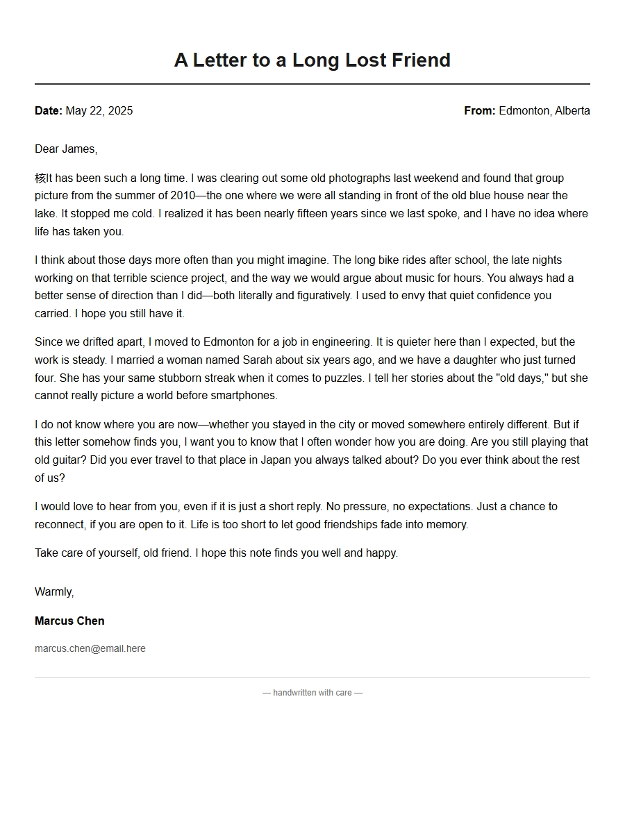 Writing to a Long Lost Friend: Sample