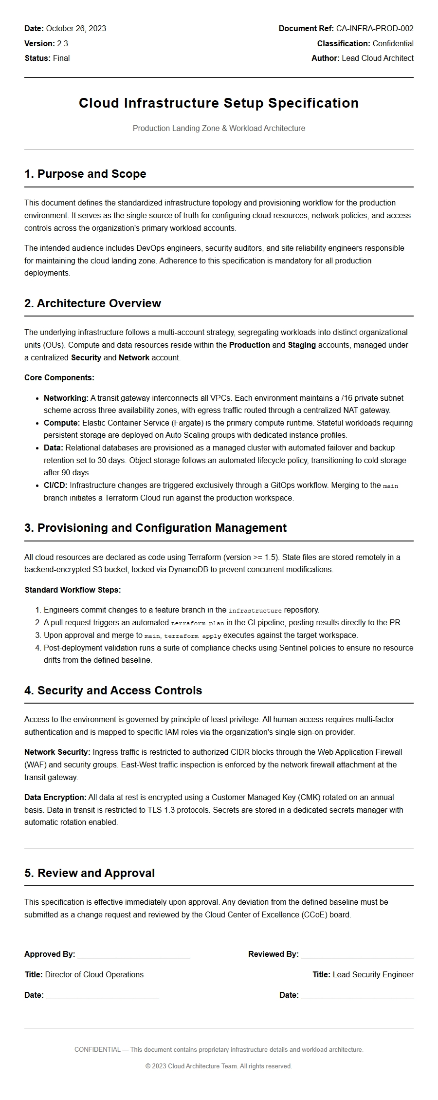 Cloud Architect Infrastructure Setup Recommendation