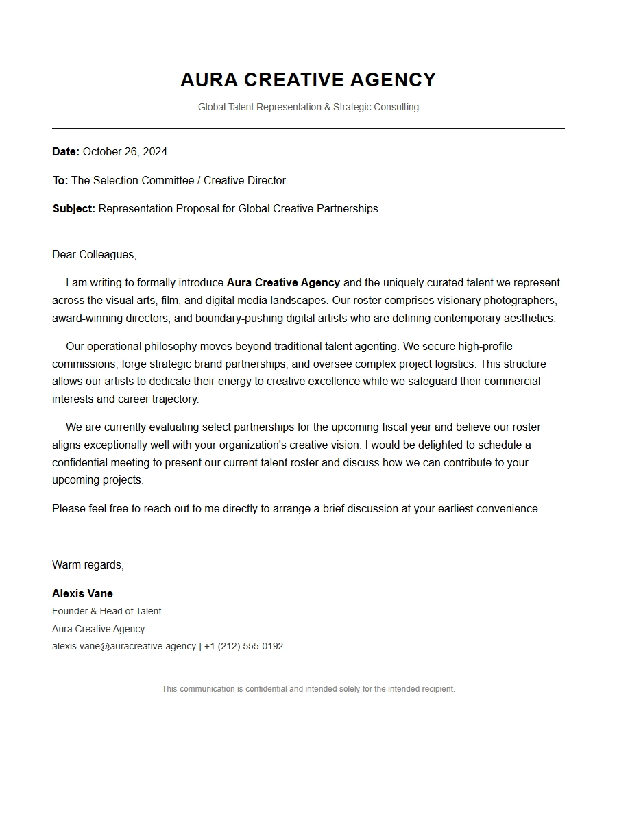 creative portfolio agent contact - Recommendation Letters