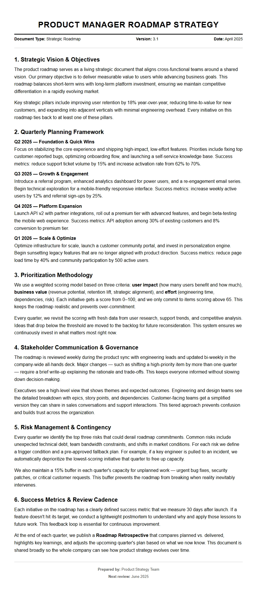 Recommendation Letter for Product Manager Road