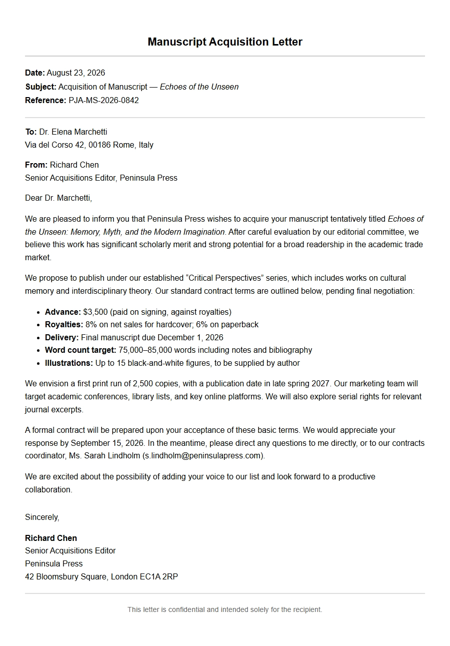 How to Write a Publisher Manuscript Acquisition Recommendation Letter