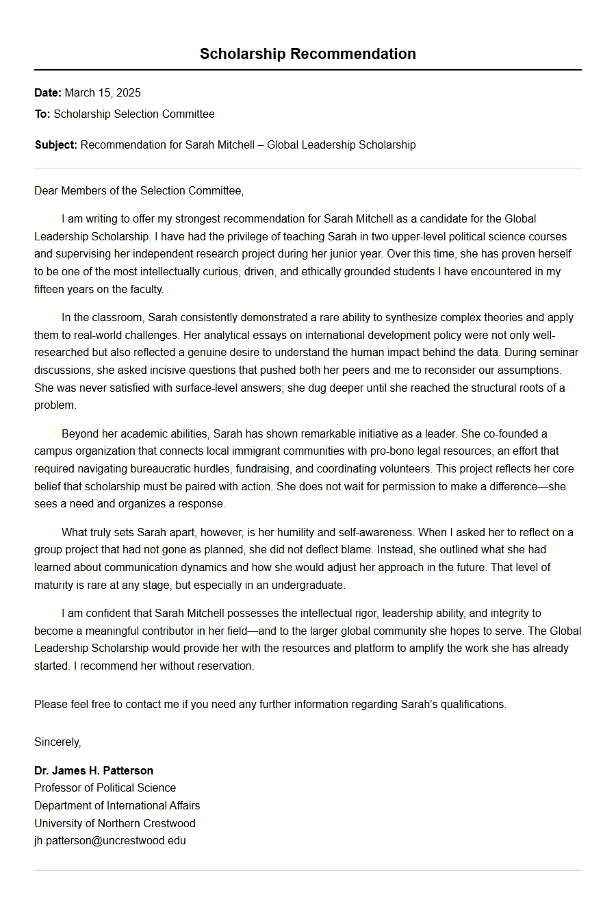 scholarship essay recommendation portion - Recommendation Letters