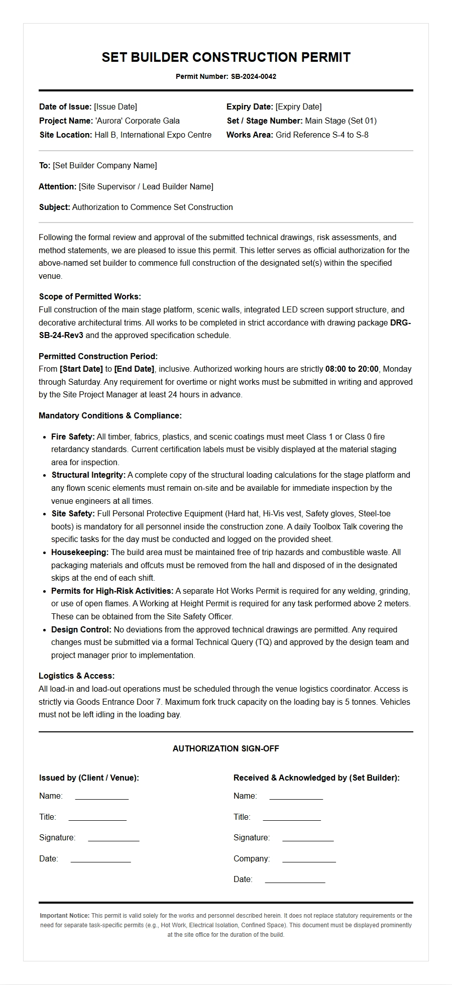 Set Builder Construction Permit Recommendation Letter Sample