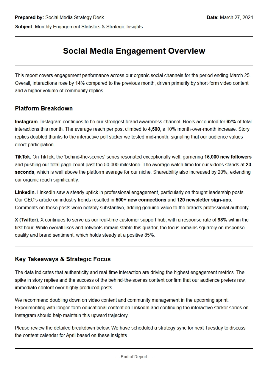 Social Media Manager Recommendation: Engagement Stats