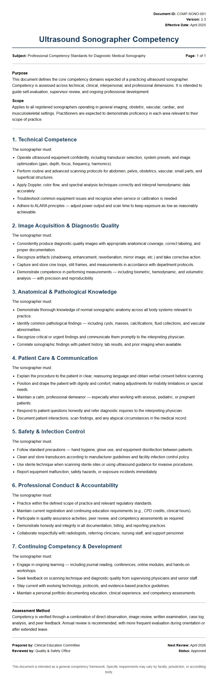 ultrasound sonographer competency - Recommendation Letters
