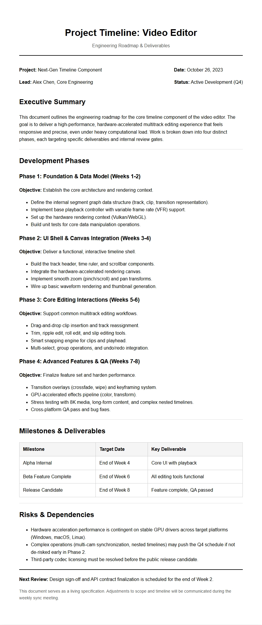 Recommendation: Video Editor Timeline Project