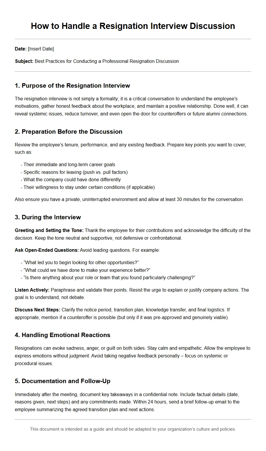 Handling Resignation Interview Discussions