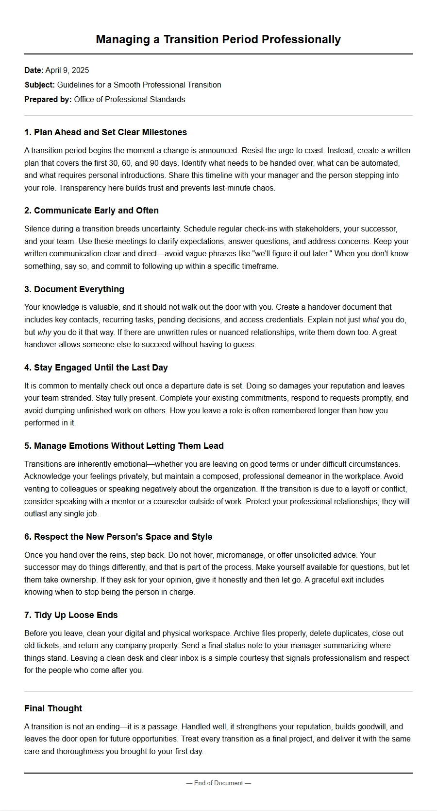 How to Manage Your Professional Transition Period