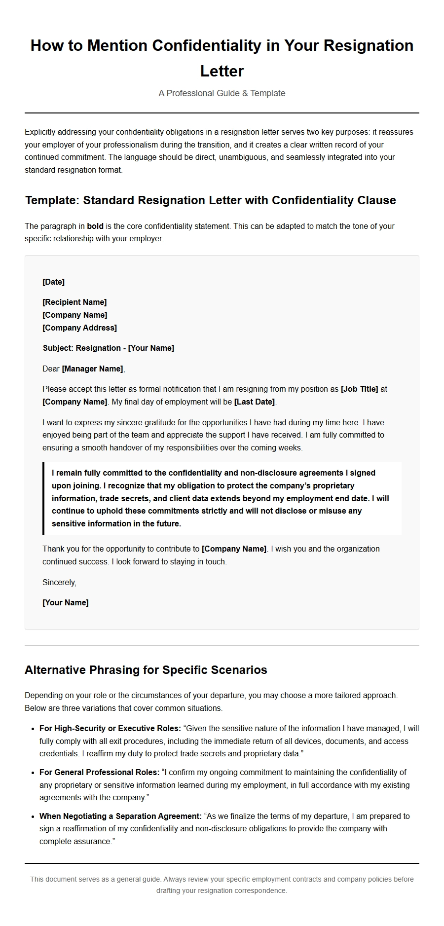 How to Mention Confidentiality in a Resignation Letter