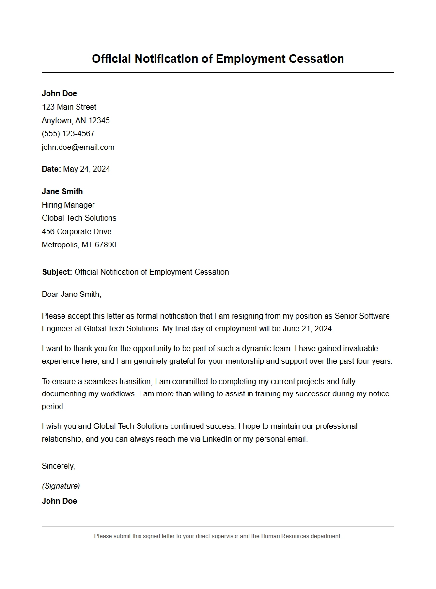 How to Submit Official Notice of Employment Cessation
