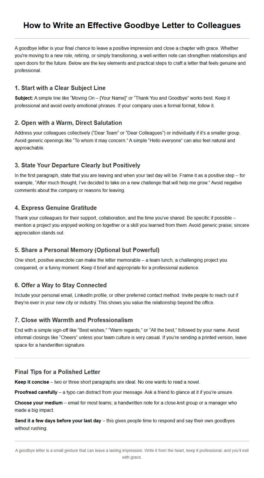 how to write effective goodbye letter to colleagues - Resignation Letters