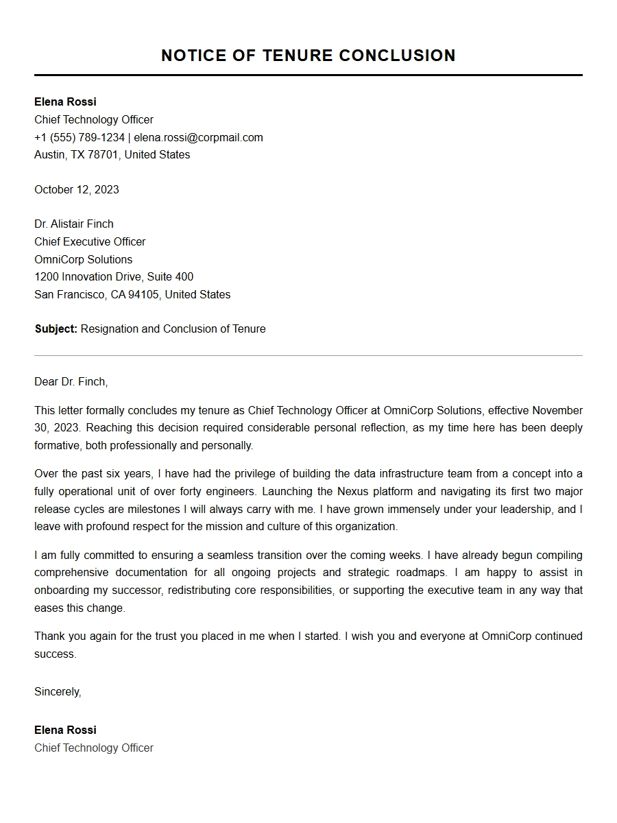 Ending Tenure: Professional Resignation Letters