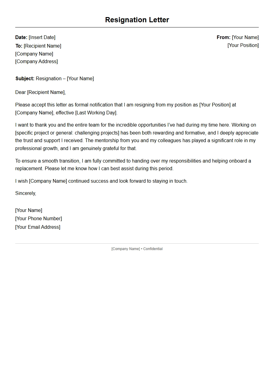 resignation letter thanking employer for opportunities - Resignation Letters