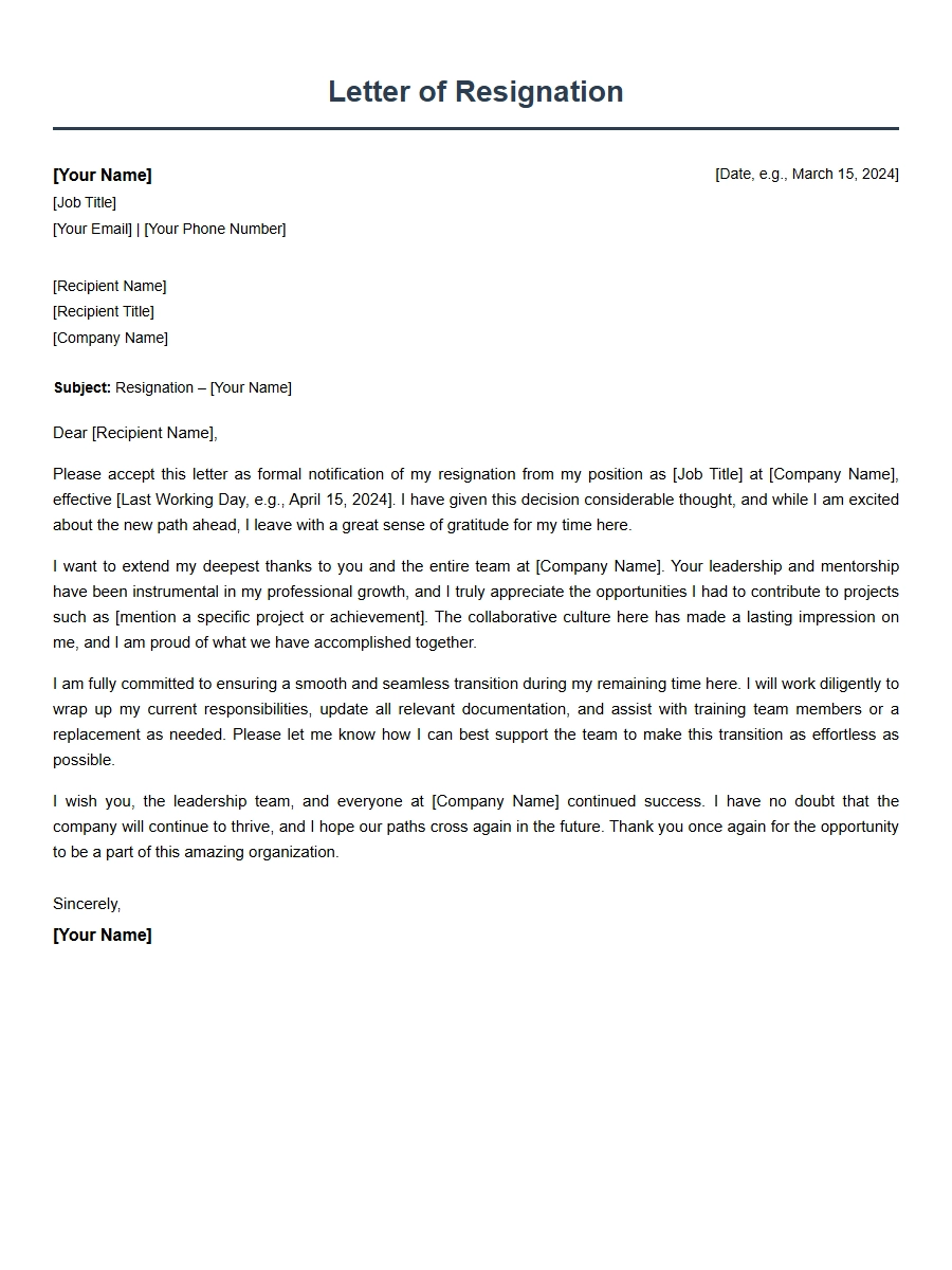 Writing a Respectful Resignation Message