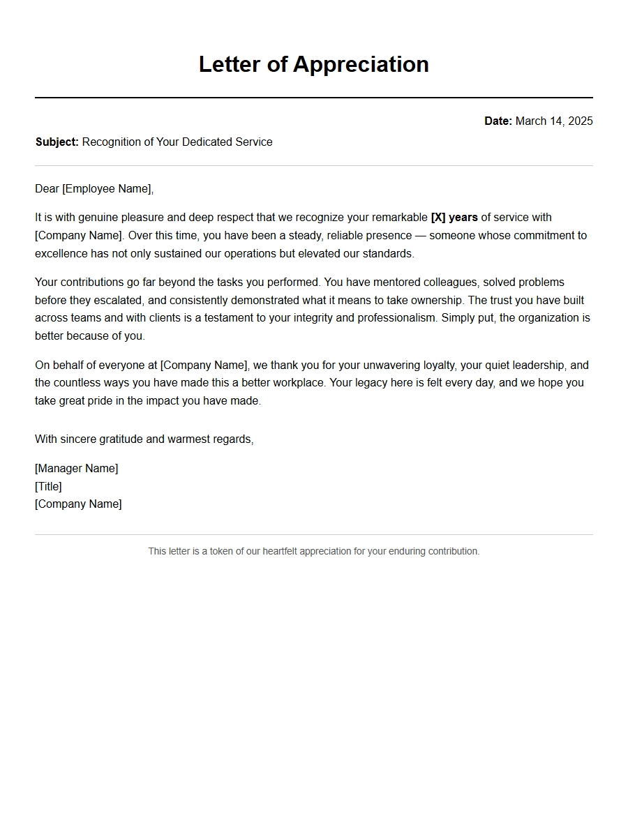 Thank-You Letter for a Long-Term Employee