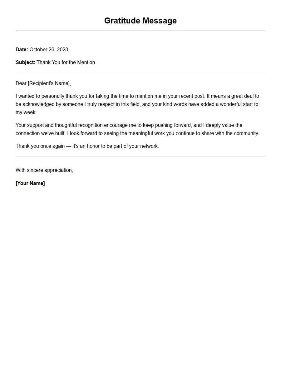 Thank-You Letter: Gratitude for Social Media Mention