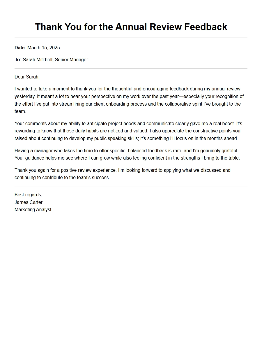 Thanks for the Positive Annual Review Feedback